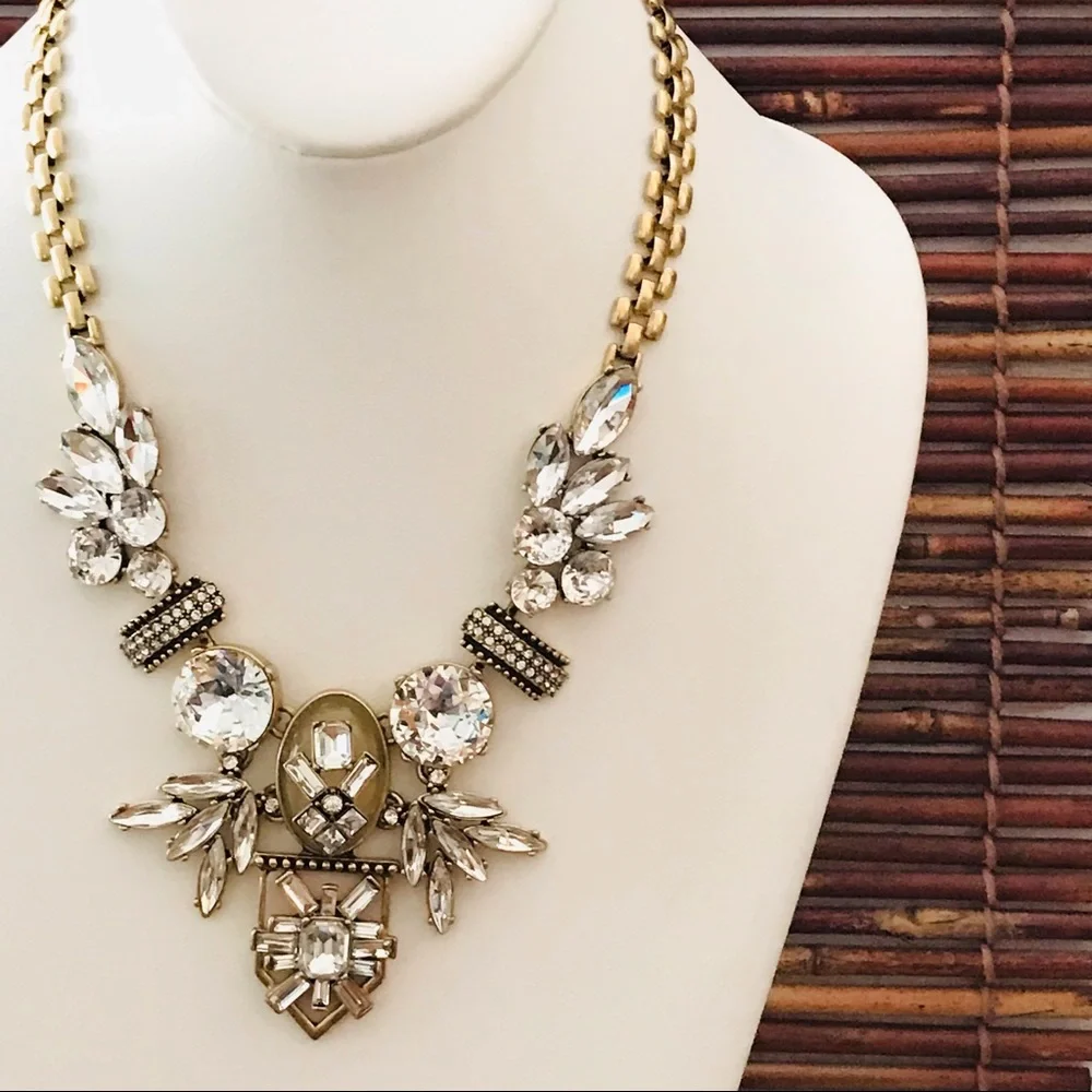 J Crew Rhinestone & Resin Stunner Statement Necklace